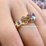 Sweetheart Violet CZ Handmade Ring, 2 Band Styles in SS or 14K GF, Engagement Promise-Ring