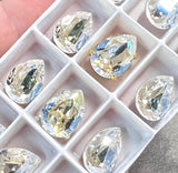 Crystal Moonlight 14x10 Swarovski Crystal 4320 Pear With Setting