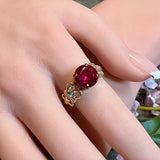 Ruby Handmade Ring, Lab Grown Fuchsia Ruby-Red, July Birthstone, 40th Anniversary