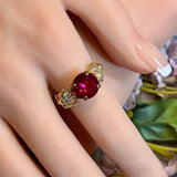 Ruby Handmade Ring, Lab Grown Fuchsia Ruby-Red, July Birthstone, 40th Anniversary