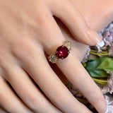 Ruby Handmade Ring, Lab Grown Fuchsia Ruby-Red, July Birthstone, 40th Anniversary