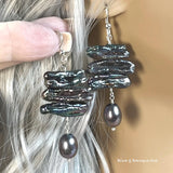 Biwa & Baroque Pearl Earrings, Multiple Color-Shape Choices, Handmade Freshwater Pearl Earring, in Sterling Silver