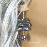 Biwa & Baroque Pearl Earrings, Multiple Color-Shape Choices, Handmade Freshwater Pearl Earring, in Sterling Silver