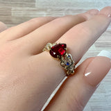 Handmade Ring, Pear Shape Ruby, Lab Grown Dark Ruby-Red, Unique July Birthstone