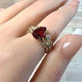 Handmade Ring, Pear Shape Ruby, Lab Grown Dark Ruby-Red, Unique July Birthstone