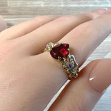 Handmade Ring, Pear Shape Ruby, Lab Grown Dark Ruby-Red, Unique July Birthstone