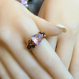Lavender DeLite Swarovski Kaleidoscope Triangle Crystal Handmade Ring, SS or 14K GF