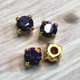 Cardinal Purple 24ss/5.4mm Vintage Swarovski, 4 Pcs Dark-Purple Crystal with Settings