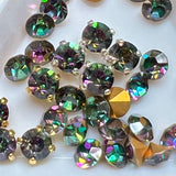 Rare Vitrail Dark 24ss/5.4mm Vintage Swarovski, 4 Pcs with Settings