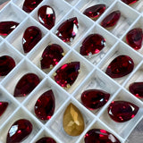 Siam Dark Red 2 Pcs 13X8.5mm Vintage Swarovski Pear 4320 With SP-GP Settings