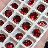 Siam-Ruby Red 35ss Vintage Swarovski Crystal, 7.5mm Rhinestone 2 Pcs with Settings