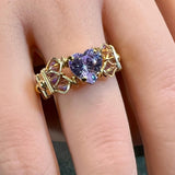 Sweetheart Violet CZ Handmade Ring, 2 Band Styles in SS or 14K GF, Engagement Promise-Ring