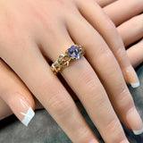 Sweetheart Violet CZ Handmade Ring, 2 Band Styles in SS or 14K GF, Engagement Promise-Ring