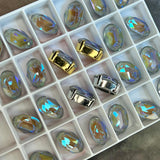 Serene Gray Delite, 14x10mm  Swarovski Crystal 2 Pieces, 4120 Oval With Settings