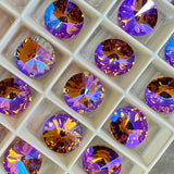 Topaz Glitz 12mm 1Pc Swarovski Crystal, Rivoli 1122 With SP or GP Setting