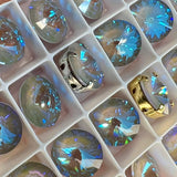Serene Gray Delite, 12mm 2Pcs  Swarovski Rivoli 1122 with SP or GP Settings