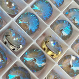 Serene Gray Delite, 12mm 2Pcs  Swarovski Rivoli 1122 with SP or GP Settings