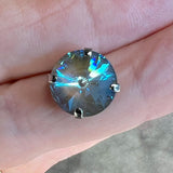 Serene Gray Delite, 12mm 2Pcs  Swarovski Rivoli 1122 with SP or GP Settings