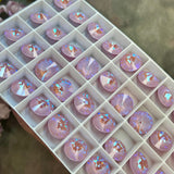 Lavender Delite, 12mm 2Pcs  Swarovski Rivoli 1122 with SP or GP Settings