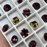 Amethyst 30ss-6mm Vintage Swarovski, 4 Pcs Dark Purple with SP or GP Settings