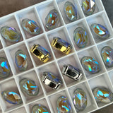 Serene Gray Delite, 14x10mm  Swarovski Crystal 2 Pieces, 4120 Oval With Settings