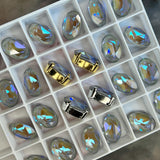 Serene Gray Delite, 14x10mm  Swarovski Crystal 2 Pieces, 4120 Oval With Settings