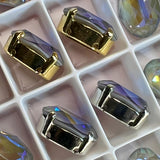 Serene Gray Delite, 14x10mm  Swarovski Crystal 2 Pieces, 4120 Oval With Settings