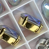 Serene Gray Delite, 14x10mm  Swarovski Crystal 2 Pieces, 4120 Oval With Settings