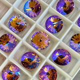 Topaz Glitz 12mm 1Pc Swarovski Crystal, Rivoli 1122 With SP or GP Setting