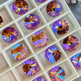 Topaz Glitz 12mm 1Pc Swarovski Crystal, Rivoli 1122 With SP or GP Setting