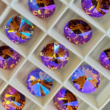 Topaz Glitz 12mm 1Pc Swarovski Crystal, Rivoli 1122 With SP or GP Setting