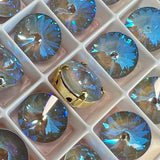 Serene Gray Delite, 12mm 2Pcs  Swarovski Rivoli 1122 with SP or GP Settings