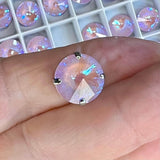 Lavender Delite, 12mm 2Pcs  Swarovski Rivoli 1122 with SP or GP Settings