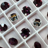 Amethyst 30ss-6mm Vintage Swarovski, 4 Pcs Dark Purple with SP or GP Settings