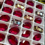 Vintage Swarovski Ruby 14x10mm Crystal, 1 Pc Vintage 4100 Oval, Jewelry Component