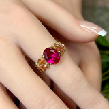 Handmade Ruby Ring, Lab Created Ruby, July Birthstone, Fuchsia-Red, 40th Anniversary