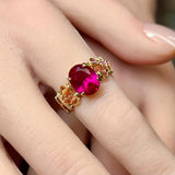 Handmade Ruby Ring, Lab Created Ruby, July Birthstone, Fuchsia-Red, 40th Anniversary