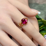 Handmade Ruby Ring, Lab Created Ruby, July Birthstone, Fuchsia-Red, 40th Anniversary