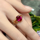 Handmade Ruby Ring, Lab Created Ruby, July Birthstone, Fuchsia-Red, 40th Anniversary