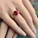 Handmade Ruby Ring, Lab Created Ruby, July Birthstone, Fuchsia-Red, 40th Anniversary