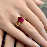 Handmade Ruby Ring, Lab Created Ruby, July Birthstone, Fuchsia-Red, 40th Anniversary