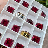 Ruby 8mm Square, 1 Pc Vintage Swarovski, Art 4410 with Setting, July Birthstone, 40th Wedding-Anniversary