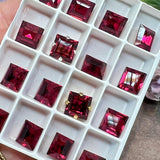 Ruby 8mm Square, 1 Pc Vintage Swarovski, Art 4410 with Setting, July Birthstone, 40th Wedding-Anniversary