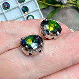 Vitrail Medium 2 Pcs Vintage Czech 11.3mm Crystal Rhinestone, art 1200 Dentelles With Setting