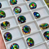 Vitrail Medium 2 Pcs Vintage Czech 11.3mm Crystal Rhinestone, art 1200 Dentelles With Setting