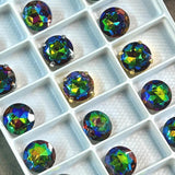 Vitrail Medium 2 Pcs Vintage Czech 11.3mm Crystal Rhinestone, art 1200 Dentelles With Setting