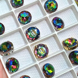 Vitrail Medium 2 Pcs Vintage Czech 11.3mm Crystal Rhinestone, art 1200 Dentelles With Setting