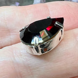 Garnet 18x13mm Rare Swarovski Crystal, art 4326 Pear Shape With Setting