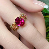 Handmade Ruby Ring, Lab Created Ruby, July Birthstone, Fuchsia-Red, 40th Anniversary