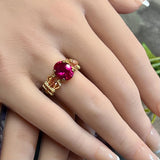 Handmade Ruby Ring, Lab Created Ruby, July Birthstone, Fuchsia-Red, 40th Anniversary